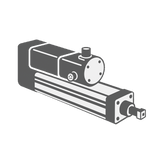 Grey illustration of an electric actuator.