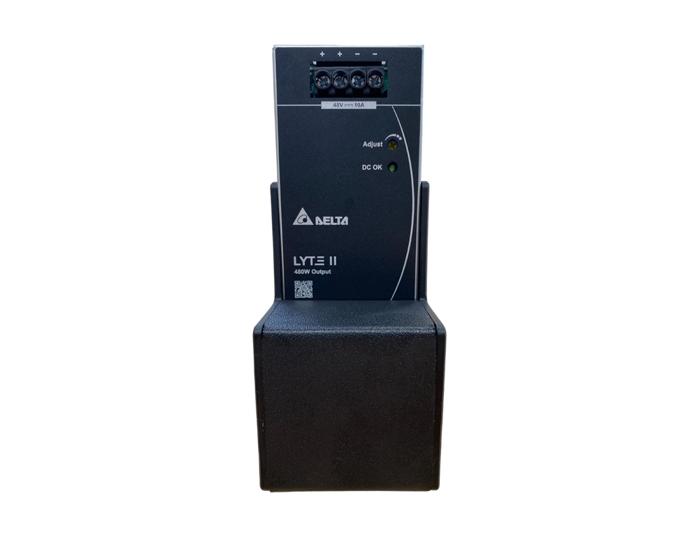 Delta LYTE II 480W power supply with adjustable output and LED indicators, ideal for industrial applications.