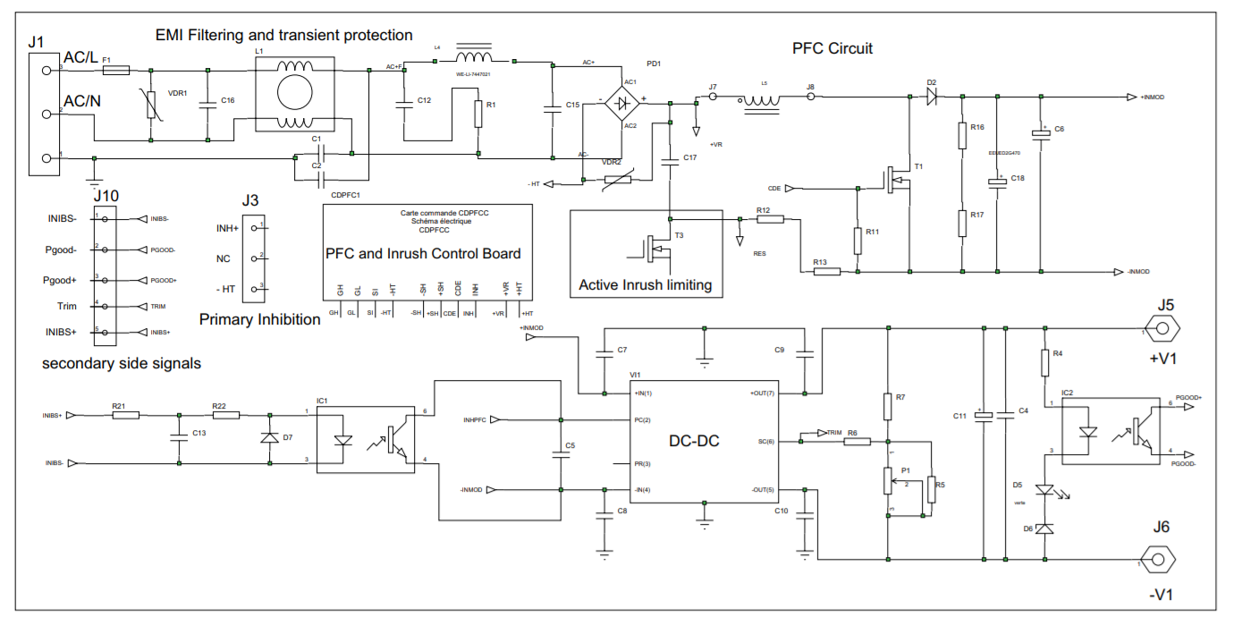 Electrical circuit diagram, showing components and connections.