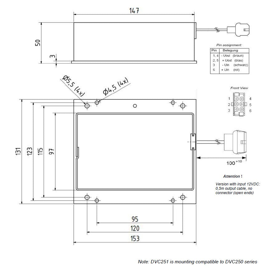 Technical drawing of an electrical box with measurements.