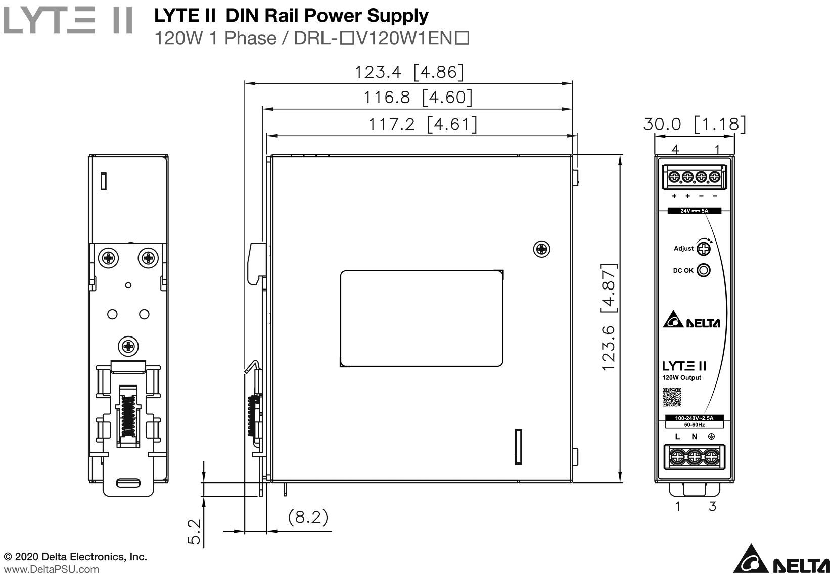 Technical drawing of electrical components with dimensions.