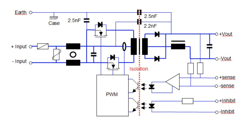 Electrical schematic diagram with transformer isolation.