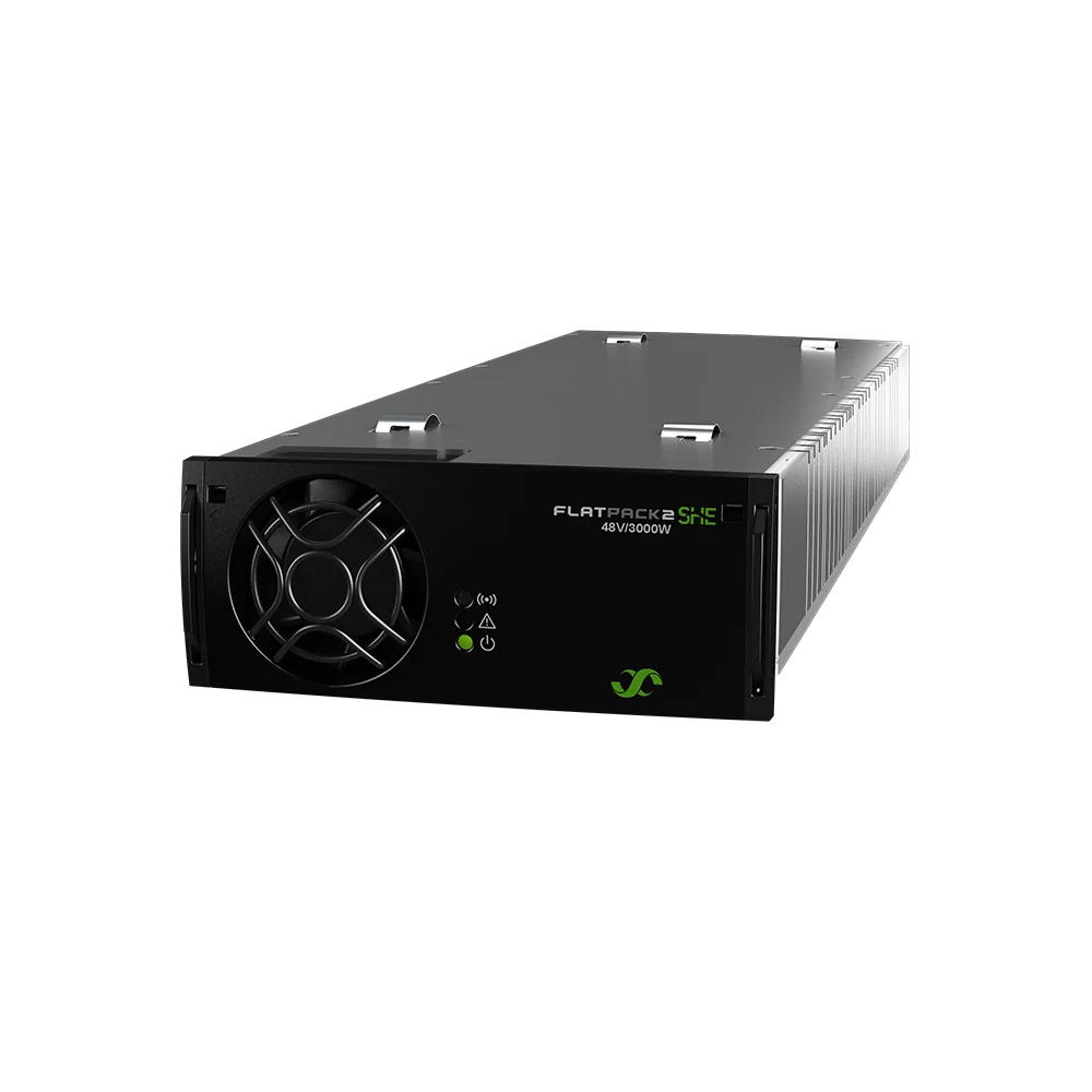 Delta Eltek Flatpack2 SHE 48V 3000W rectifier module with cooling fan and status indicators