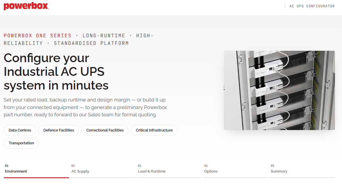Preview of the Powerbox ONE Series AC UPS configurator