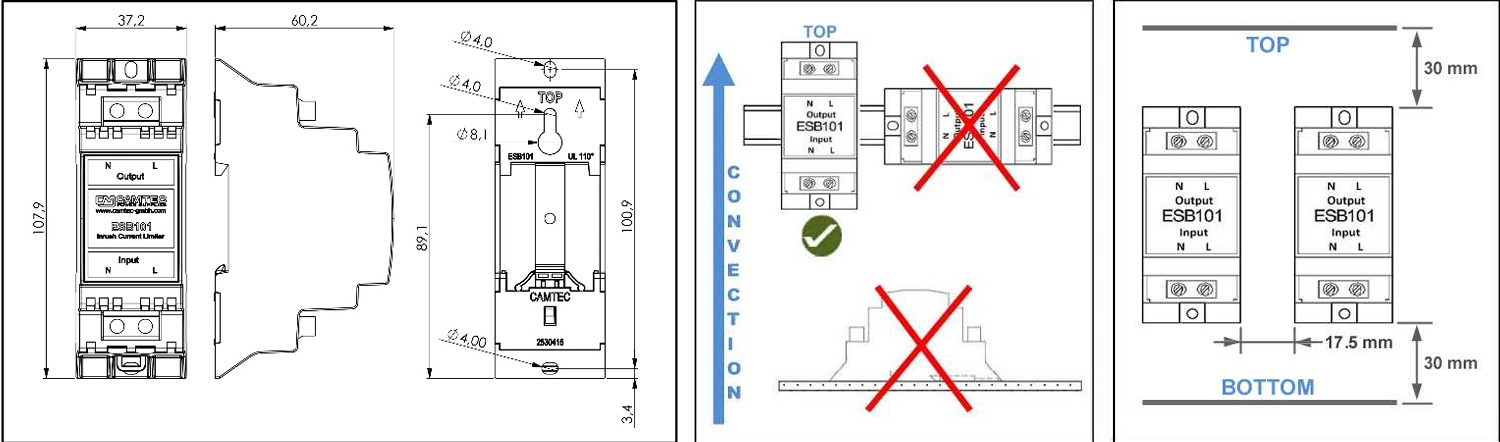 Camtec_ESB101.LED.230Vac_GA_Drawing