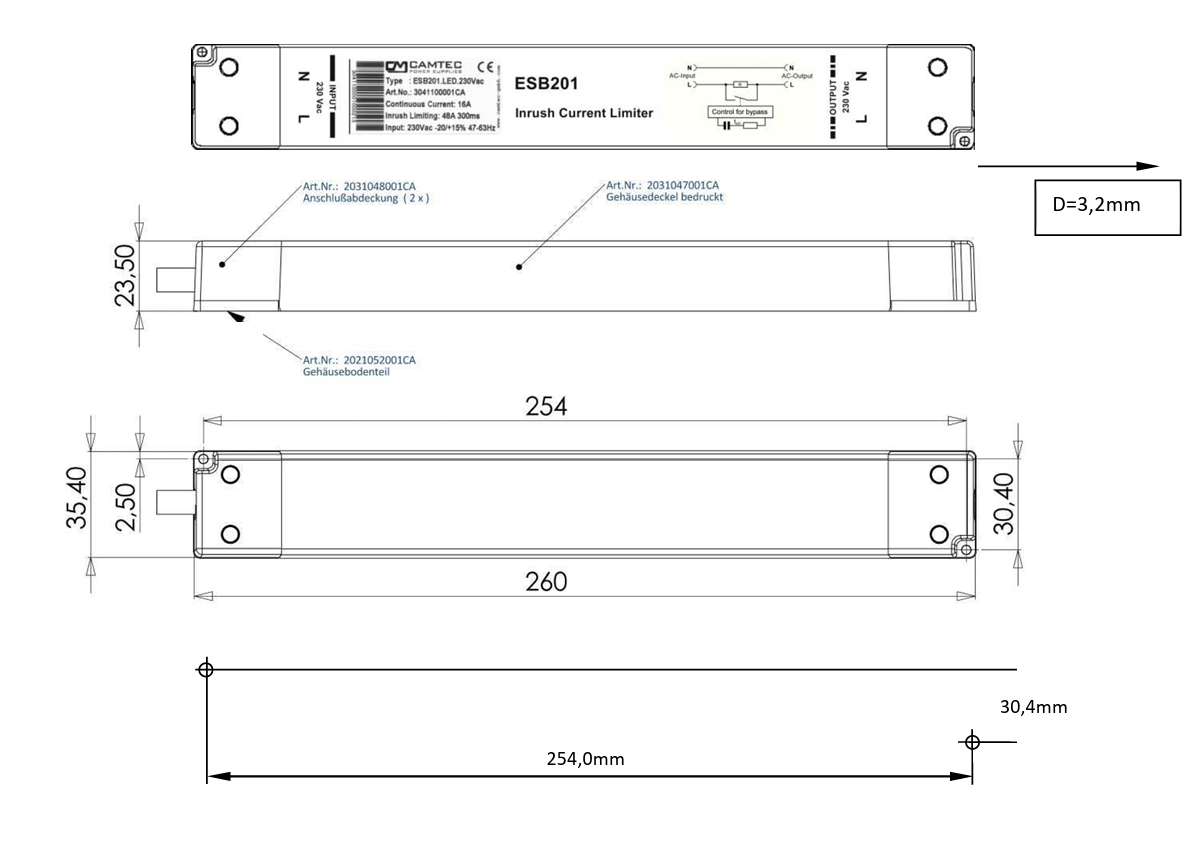 Camtec_ESB201.LED_GA_Drawing
