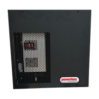 Black Powerbox with grill and digital display showing 13.7.