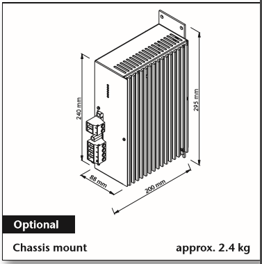 Diagram of a chassis mount with dimensions.