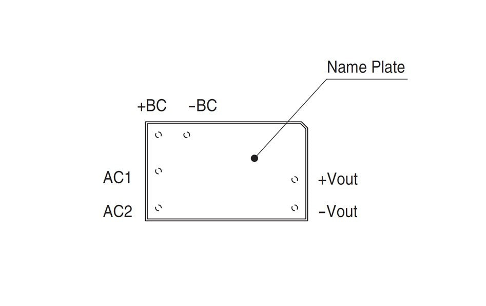 Electrical component diagram with pin labels.