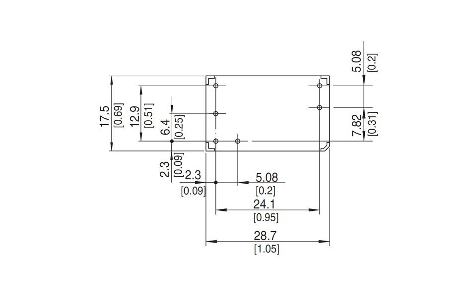 Technical drawing showing measurements in millimetres and inches.